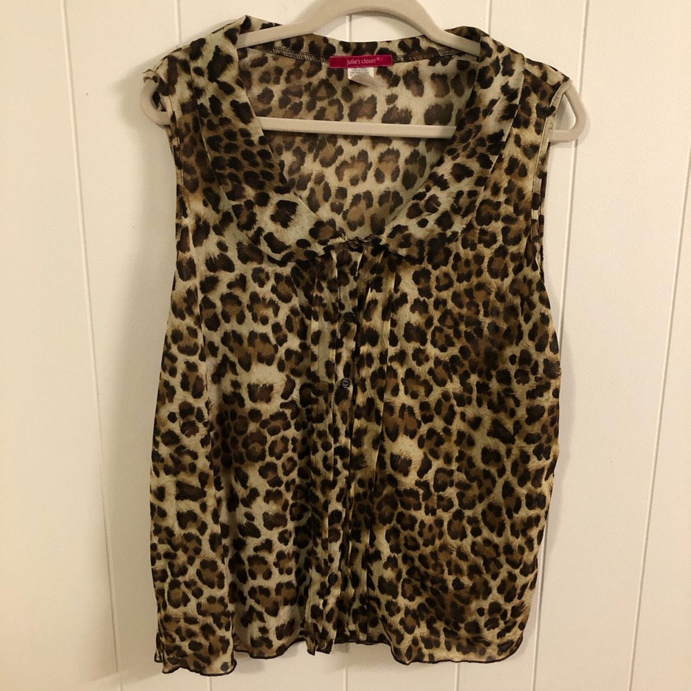 julie's closet Leopard Print Sleeveless Blouse 2X